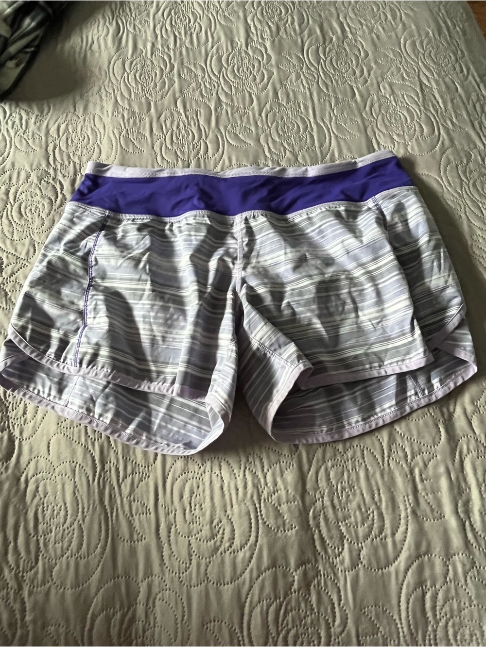 lululemon athletica White and Purple Striped Women's Running Shorts